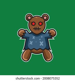 Cute teddy bear doll hallowen fest vector