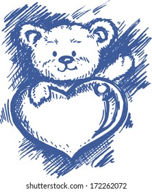 Cute Teddy bear, doodle illustration 