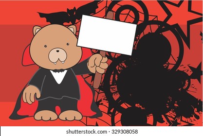 cute teddy bear dracula costume copyspace in vector format 