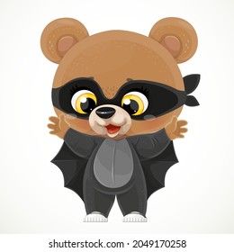 Cute teddy bear dressed in a bat costume isolated on a white background
