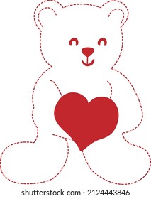 Trato de bordado de oso de peluche con corazón

