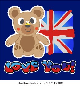 cute teddy bear with English flag