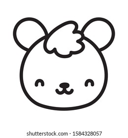 cute teddy bear face toy cartoon icon vector illustration line style