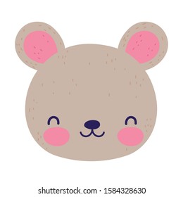 cute teddy bear face toy cartoon icon vector illustration