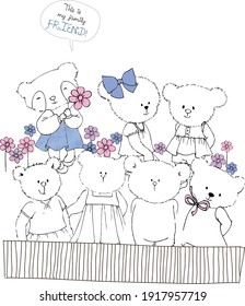 cute teddy bear family vector illustration