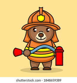 Cute teddy bear with a firefighter costume
