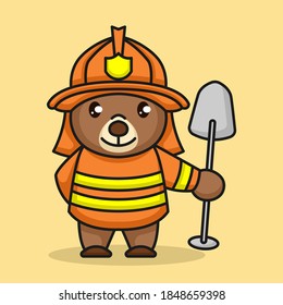 Cute teddy bear with a firefighter costume