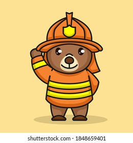Cute teddy bear with a firefighter costume