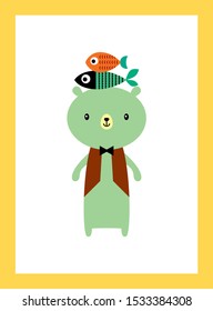 cute teddy bear and fish wallpaper