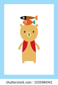 cute teddy bear and fish wallpaper