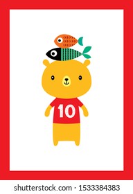 cute teddy bear and fish wallpaper