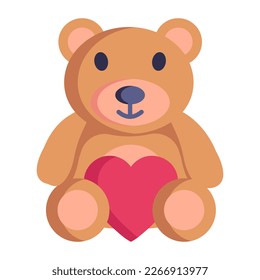 Cute teddy bear flat icon design 