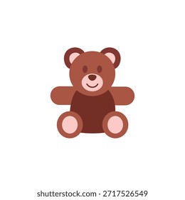 Linda ilustración de icono plano de oso de peluche, perfecto para diseños de niños, regalos, temas de San Valentín, gráficos de vivero