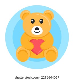 A cute teddy bear flat round icon