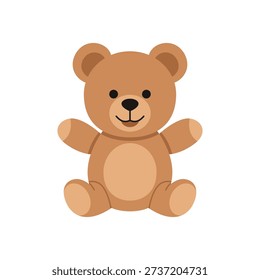 Cute teddy bear flat vector illustration isolated on white background