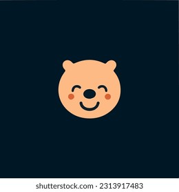 Cute Teddy bear graphics. Vector illustration with cute little bear face isolated