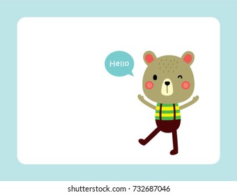 cute teddy bear greeting vector