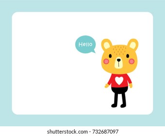 cute teddy bear greeting vector