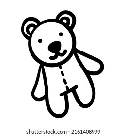 Cute Teddy Bear Hand Drawing in Doodle Style.