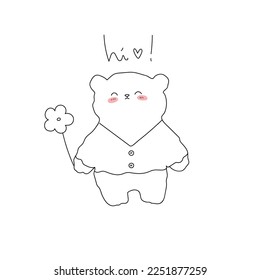 cute teddy bear hand drawn vector illustration. can be used for children, babies shirt design, fashion print design, t-shirt, children's clothing, textile design, holiday card, invitation card