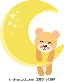 Oso de peluche colgado en la luna amarilla