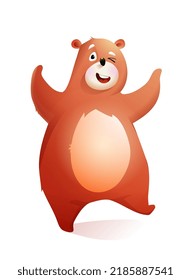 Un animal festivo feliz de oso de peluche. Feliz oso lindo personaje animal para los niños. Ilustración divertidísima del vector del cómic para los niños.