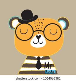 cute teddy bear in the hat vector illustration