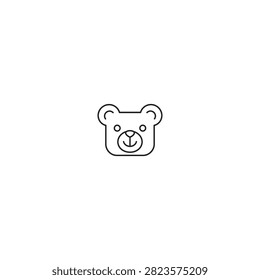 Cute teddy bear head outline vector icon with minimalist isolated character childcare teddybear creature wildlife monochrome friendly
