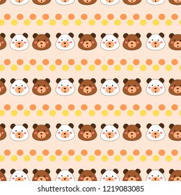 cute teddy bear head seamless background vector and illustration,Cartoon bear