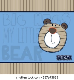 cute teddy bear head, T-shirt graphics for kids vector illustration