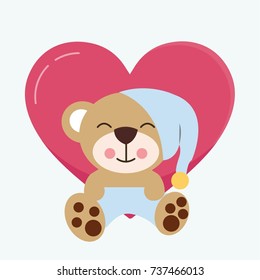 Cute teddy bear with heart .
