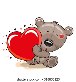 Cute Teddy Bear with heart on a white background