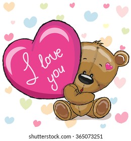 Cute Teddy Bear and heart hearts background