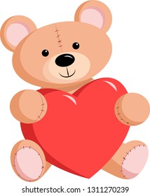 Cute Teddy Bear Heart Vector Illustration Stock Vector (Royalty Free ...