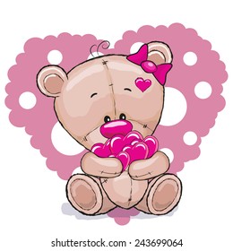 Cute Teddy Bear with hearts