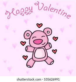 Cute Teddy Bear with hearts background Cute Teddy Bear with hearts background