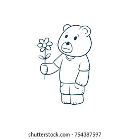 how to draw a teddy bear holding a rose