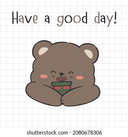 oso de peluche lindo sosteniendo una caja de regalo dibujos animados dibujos vectoriales