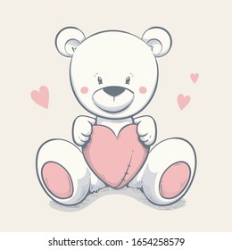 Cute Teddy Bear Holding A Heart