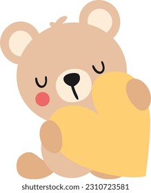 Cute teddy bear holding a heart
