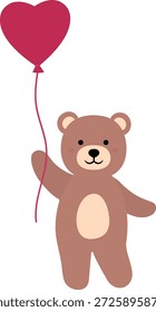 Lindo oso de peluche que sostiene el corazón en forma de globo Ilustración vectorial plana.
Clipart de globo de corazón de oso de peluche de San Valentín.
Fondo transparente.