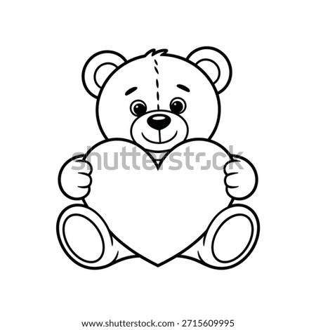 Cute teddy bear holding heart with love and affection
