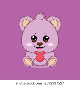 A cute teddy bear holding a red heart, perfect for Valentine’s Day. Soft, fluffy, and friendly