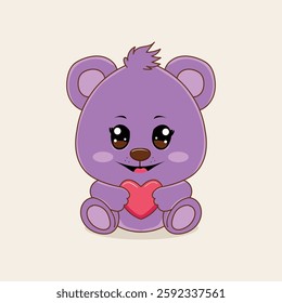 A cute teddy bear holding a red heart, perfect for Valentine’s Day. Soft, fluffy, and friendly
