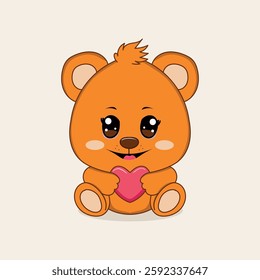 A cute teddy bear holding a red heart, perfect for Valentine’s Day. Soft, fluffy, and friendly
