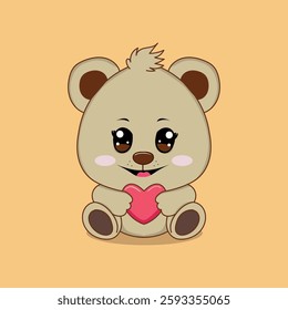 A cute teddy bear holding a red heart, perfect for Valentine’s Day. Soft, fluffy, and friendly