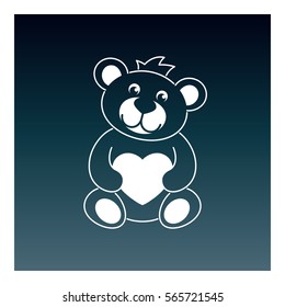 Cute teddy bear holding a Valentine. Laser cutting template for greeting cards, envelopes, invitations, decorative elements.