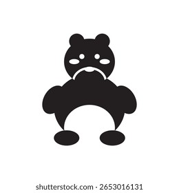 cute teddy bear icon. Friendly bear silhouette with round ears and chubby limbs for kid friendly art.