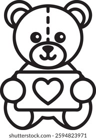 Cute teddy bear icon holding a heart, perfect for Valentine's Day, kids' designs, and adorable greeting cards.