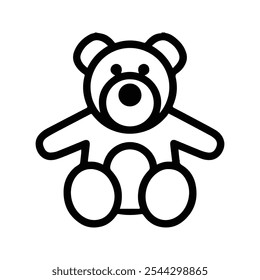 Cute Teddy Bear Icon. Symbol Element of children's toy. Customizable thin line illustration. Editable stroke.